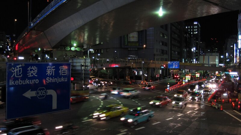 Nighttime City Traffic — Blue, Busy