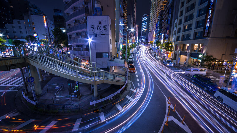 Nighttime City Traffic — Blue, Dynamic