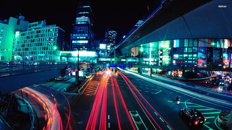 Nighttime City Traffic — Blue