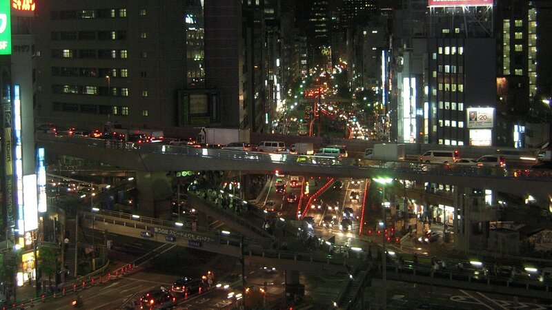 nighttime city traffic in japan