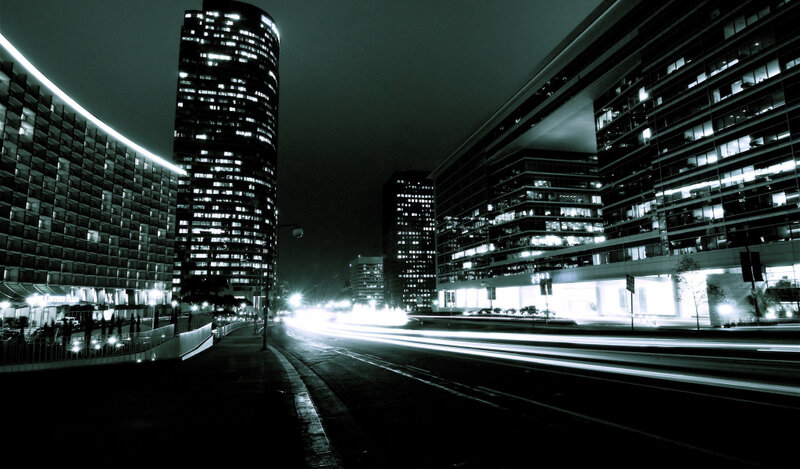Nighttime city traffic lights