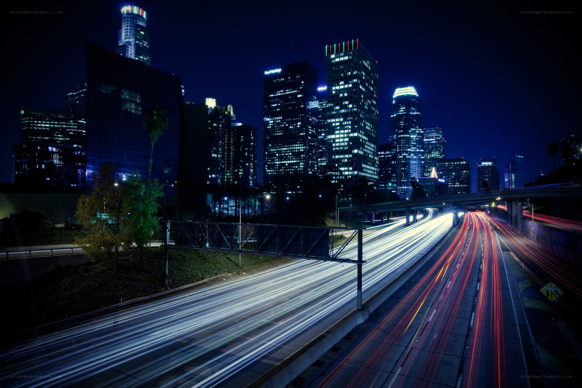 Nighttime city traffic lights
