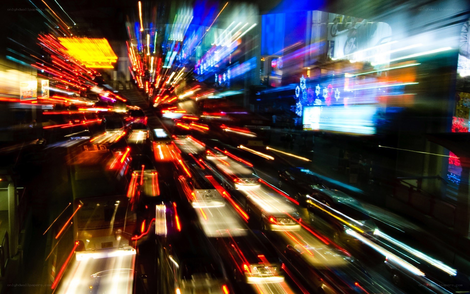 Nighttime city traffic lights