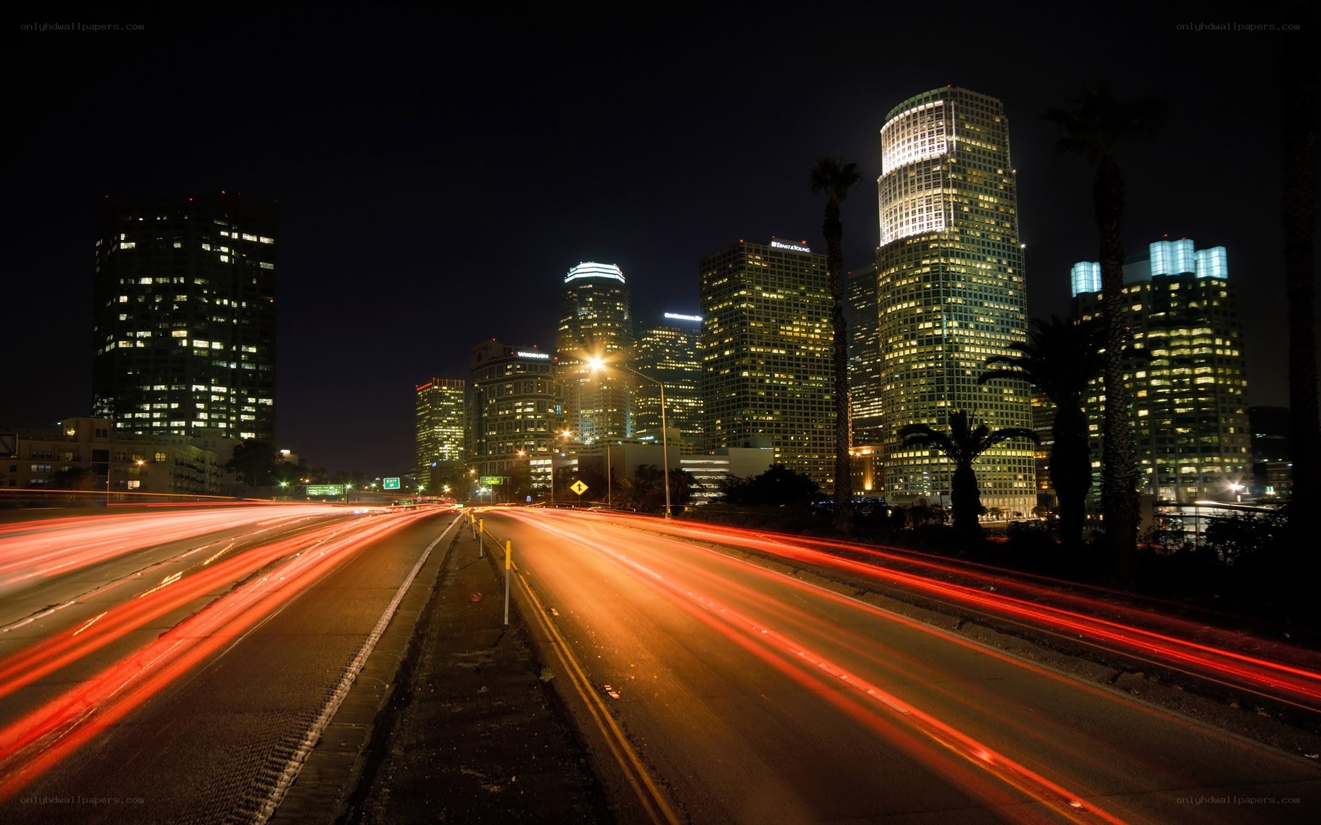 Nighttime city traffic lights