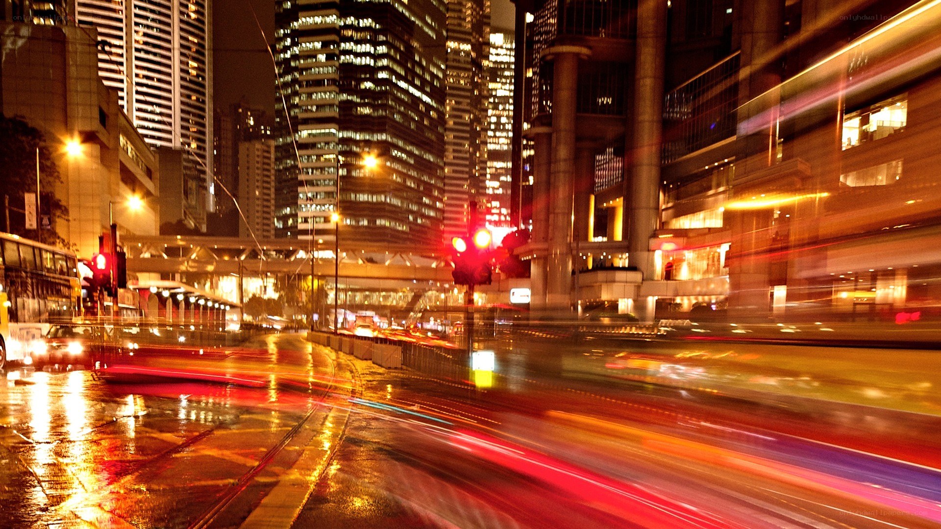 nighttime city traffic lights