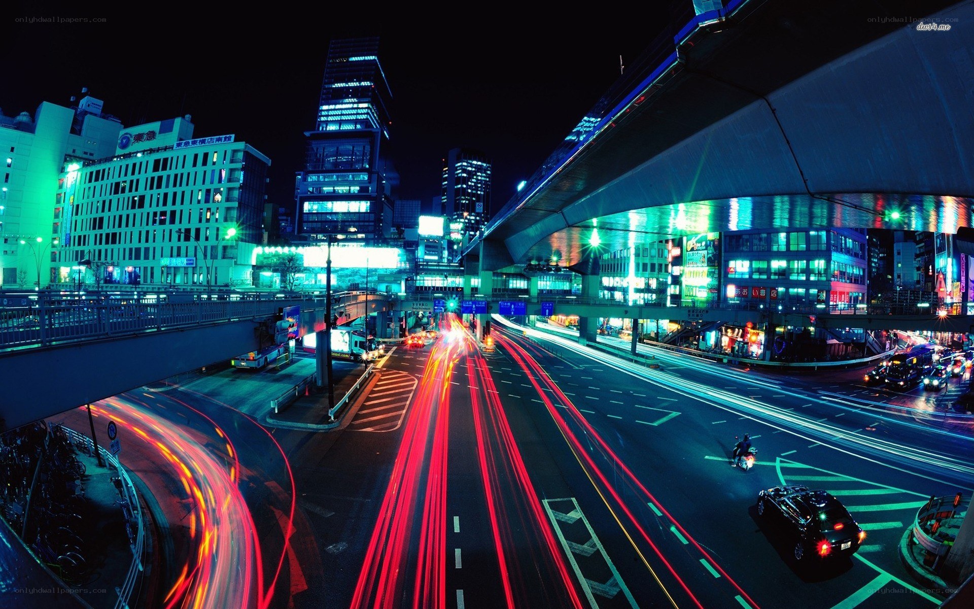 nighttime city traffic lights