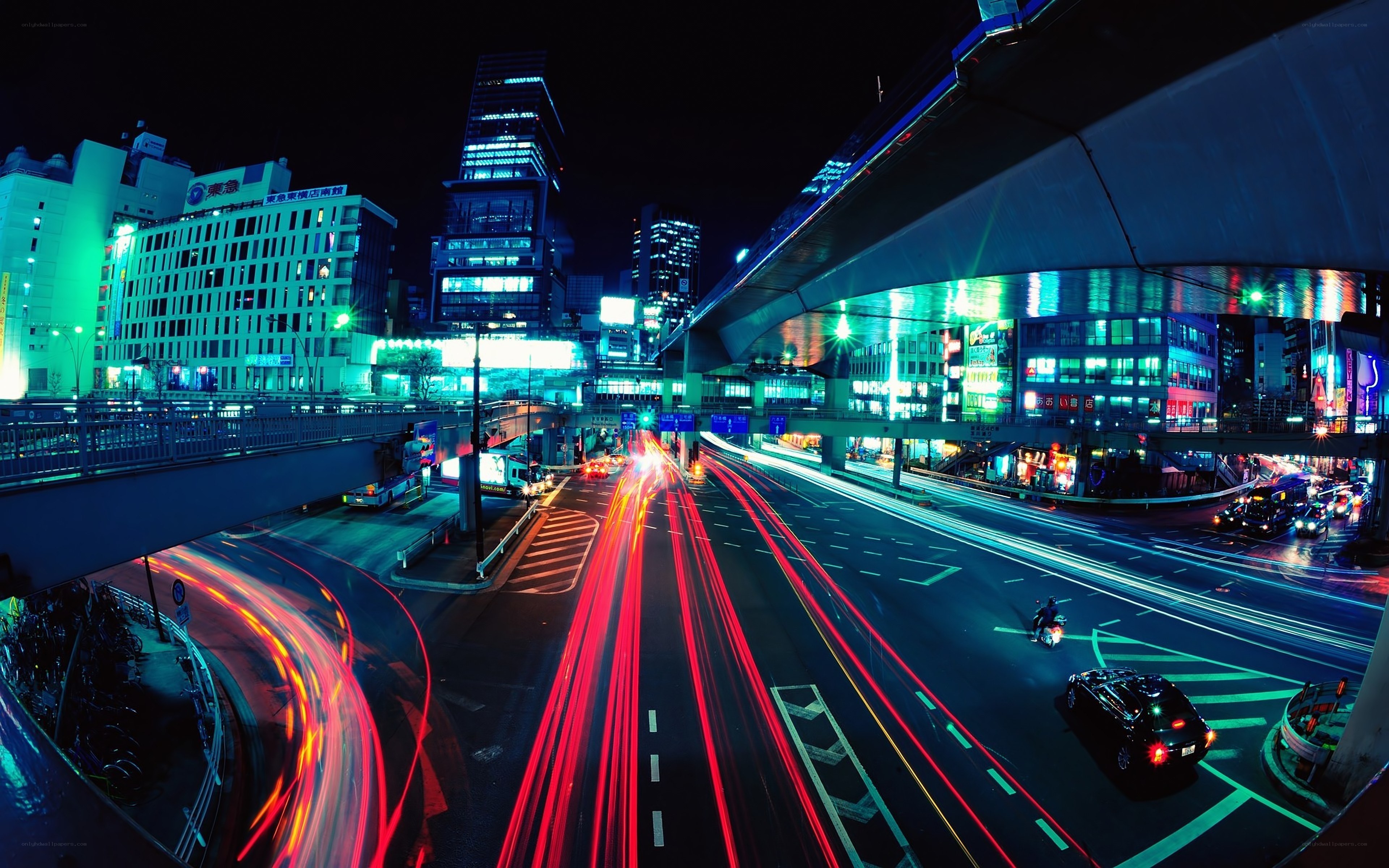 nighttime city traffic lights