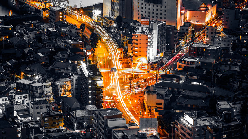 Nighttime City Traffic — Orange