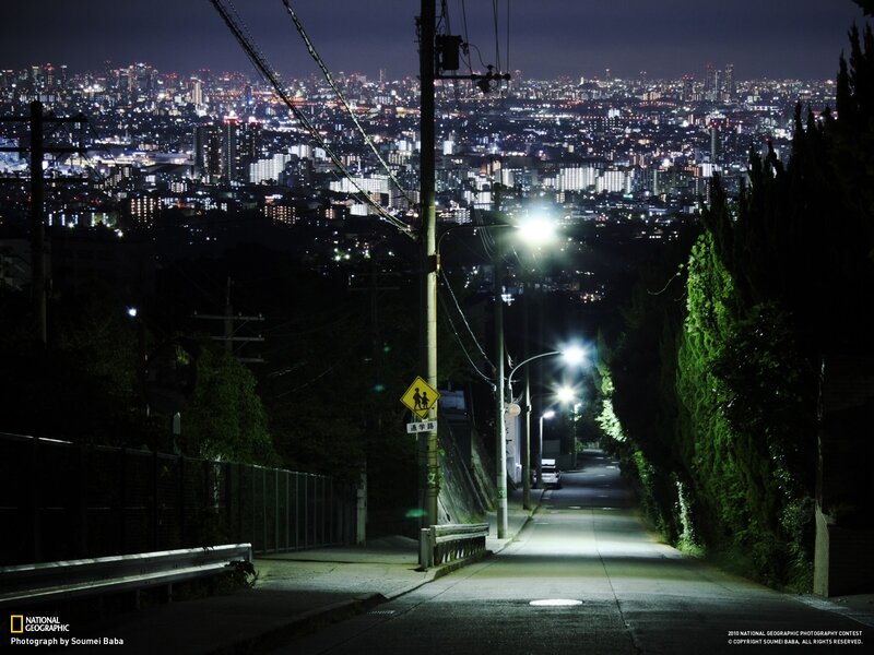 Nighttime City View — Black