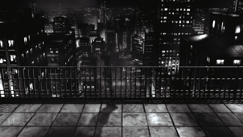 nighttime city view from rooftop