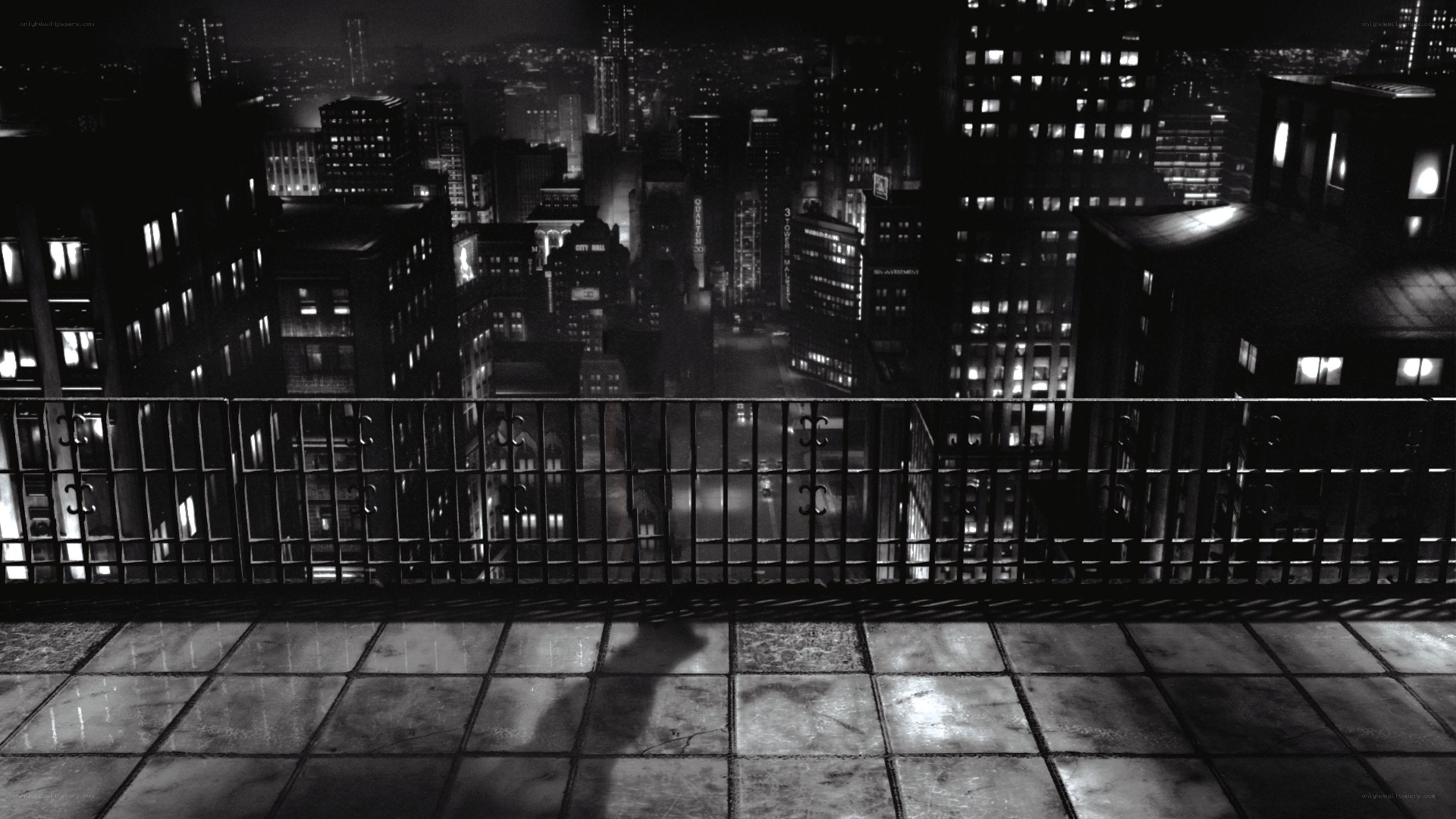 nighttime city view from rooftop