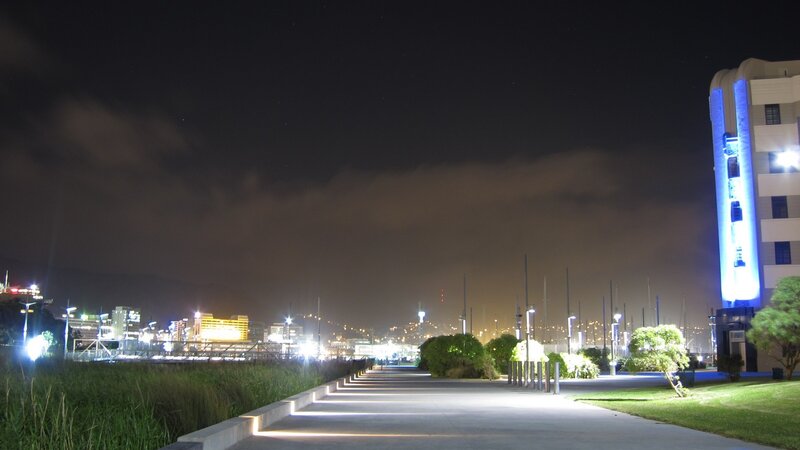 Nighttime City Walkway — Black