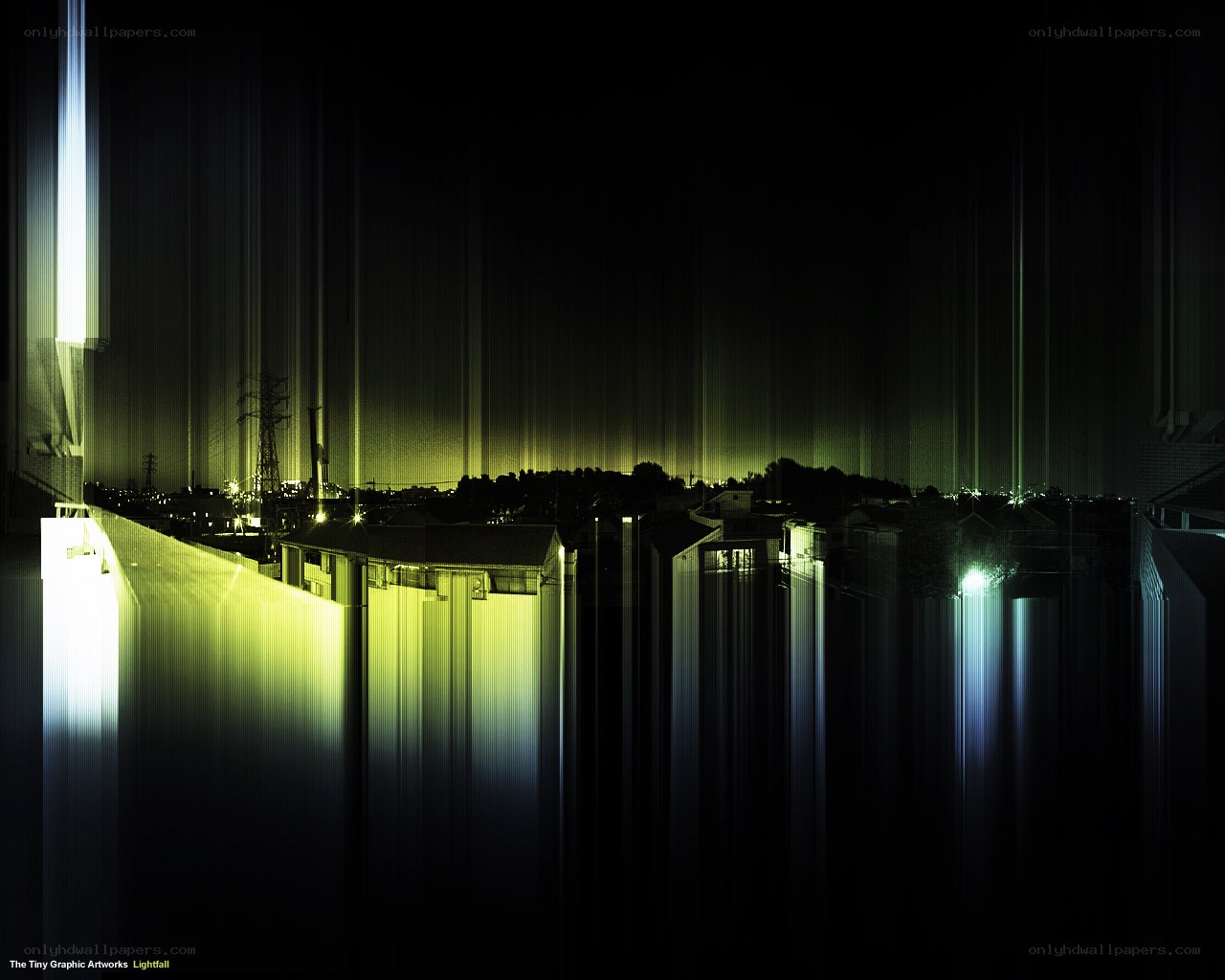 Nighttime city with light streaks