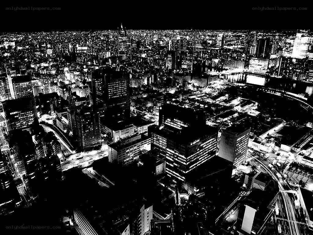 nighttime cityscape aerial view