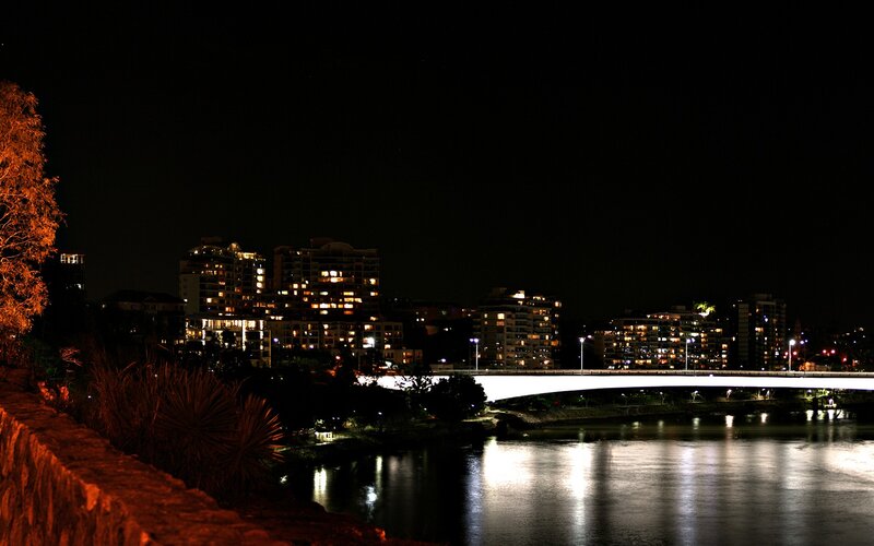 Nighttime Cityscape — Black, Calm, Night, Photograph