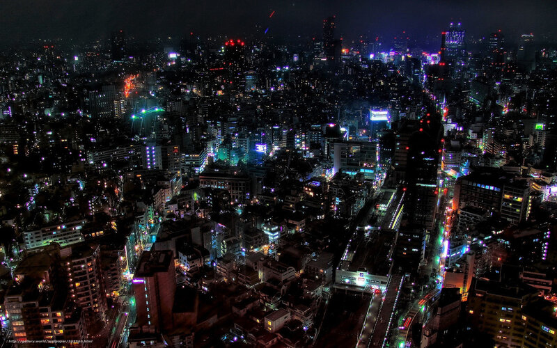 Nighttime Cityscape — Black, Dark, Night, Photograph, Buildings