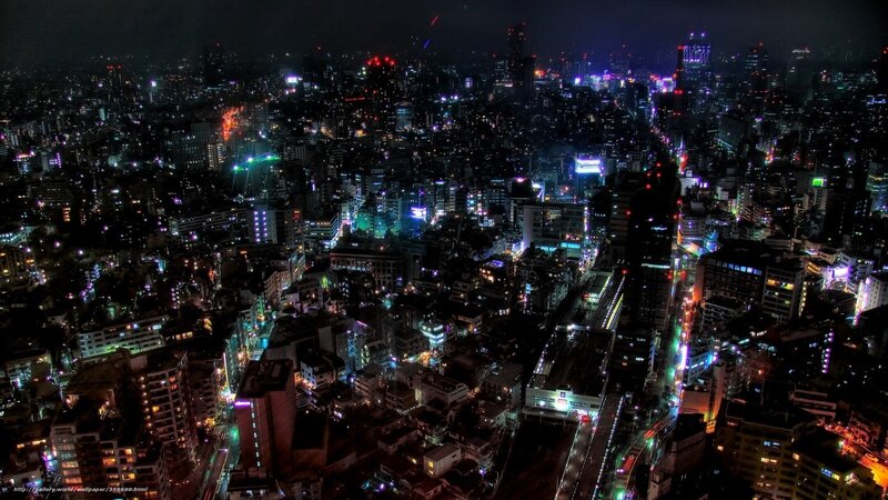 Nighttime Cityscape — Black, Dark, Night, Photograph