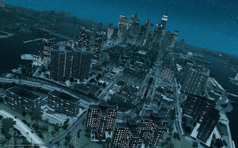 Nighttime Cityscape — Blue, Dark