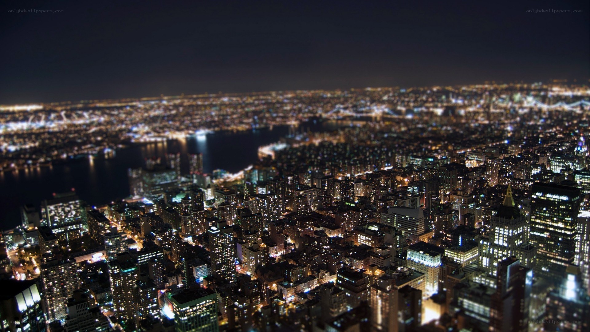 nighttime cityscape from above
