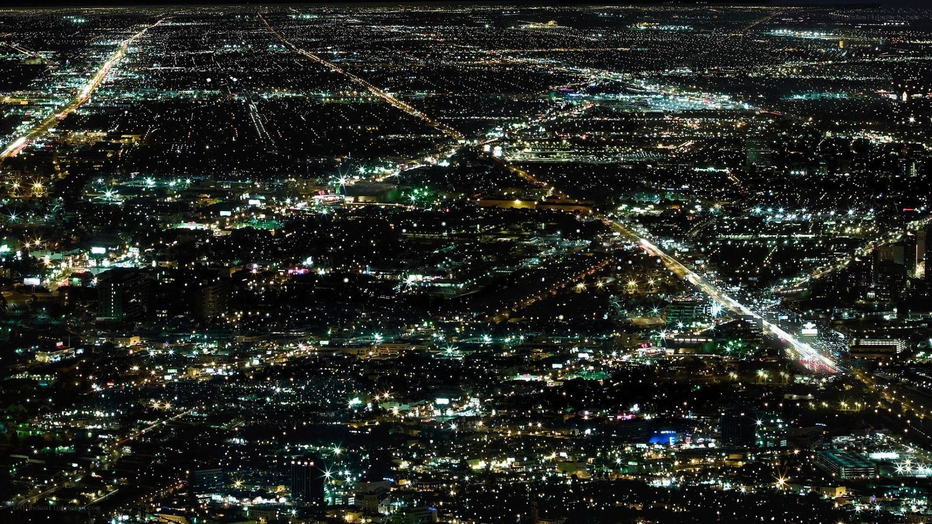 nighttime cityscape from above