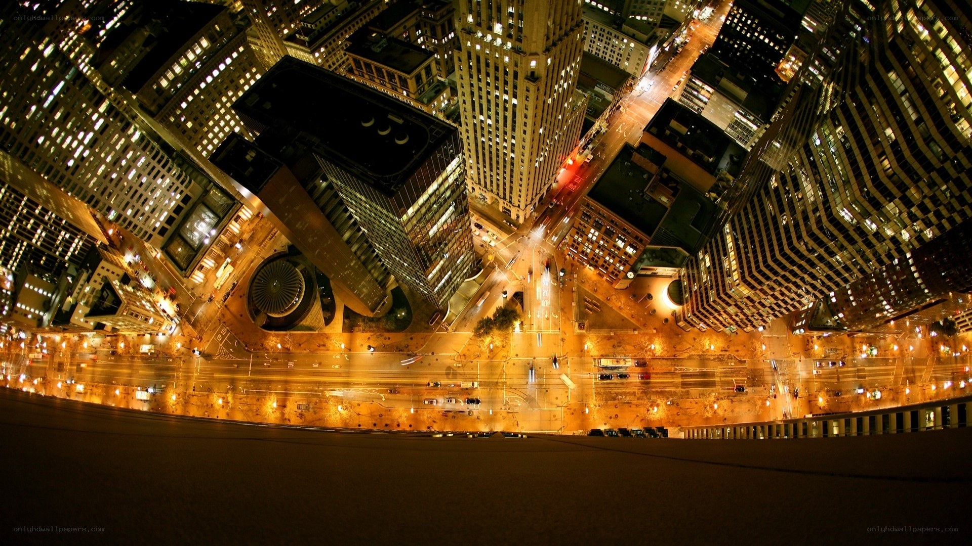 nighttime cityscape from above