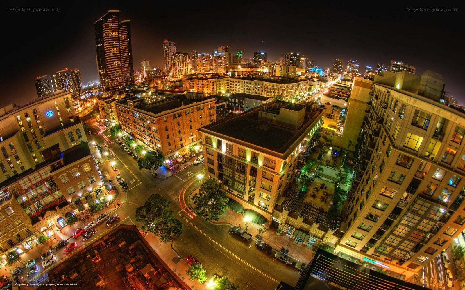 nighttime cityscape from high vantage