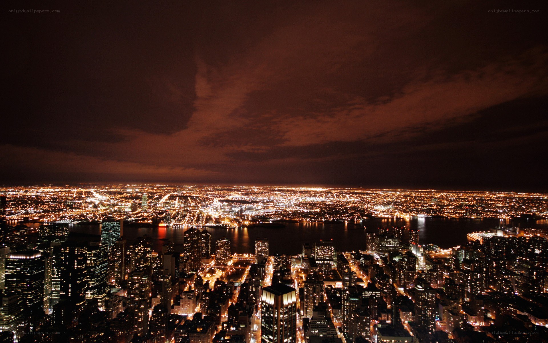 nighttime cityscape from high vantage