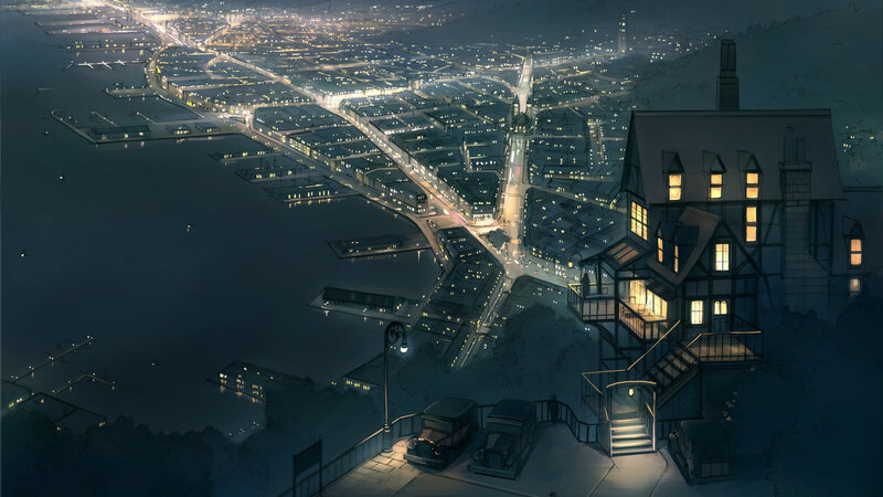 nighttime cityscape illustration