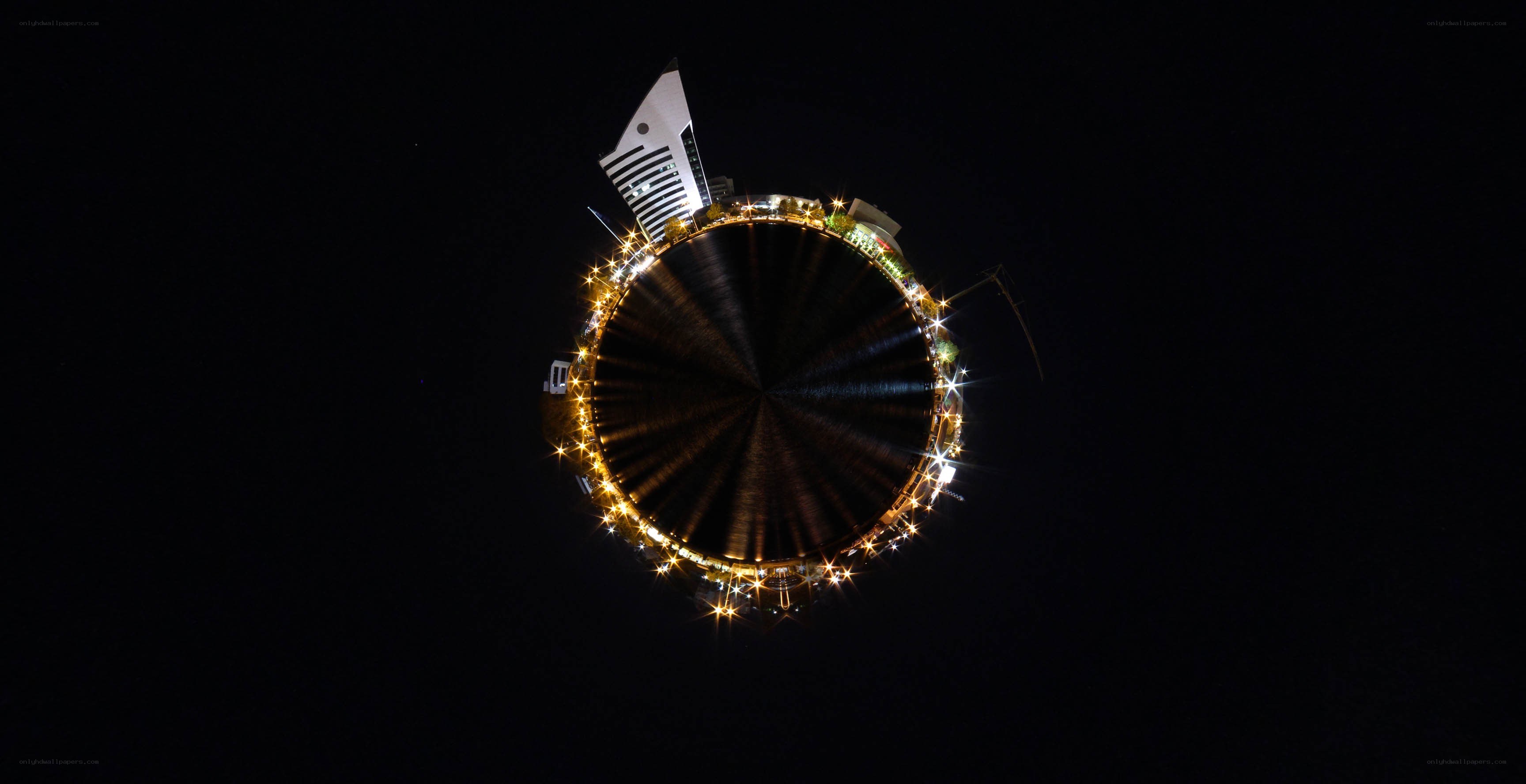 nighttime cityscape in a sphere