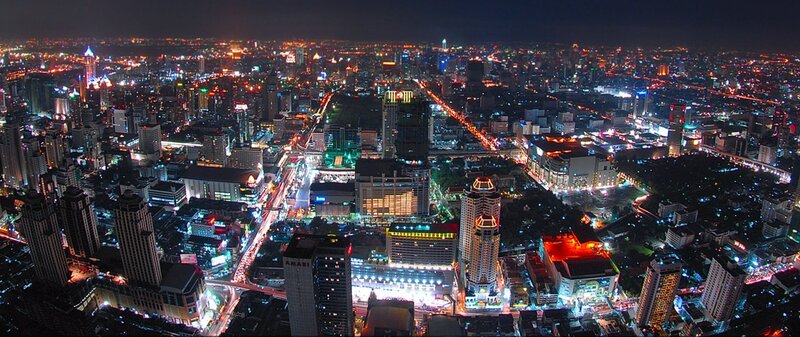 nighttime cityscape of bangkok