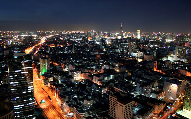 nighttime cityscape of bangkok