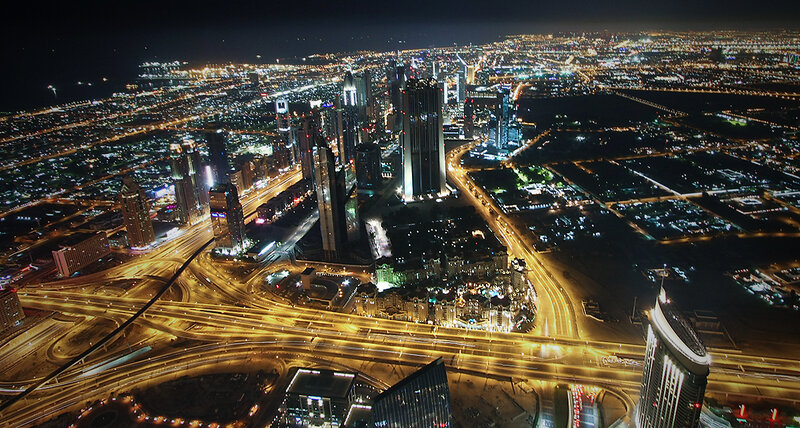 Nighttime Cityscape of Dubai — Black
