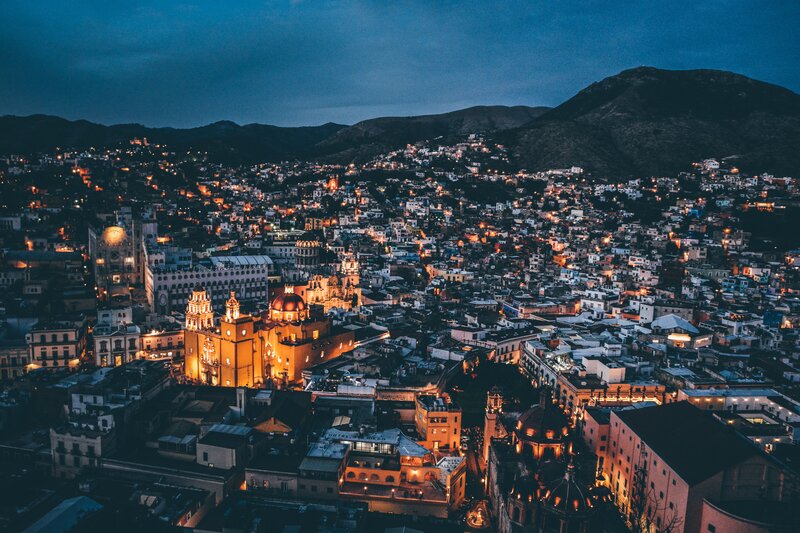 nighttime cityscape of guanajuato
