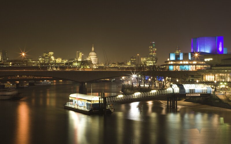Nighttime Cityscape of London — Black, Calm