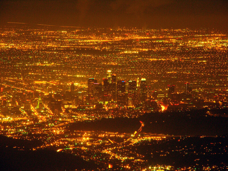 nighttime cityscape of los angeles