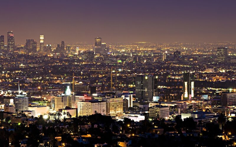 Nighttime Cityscape of Los Angeles — Purple