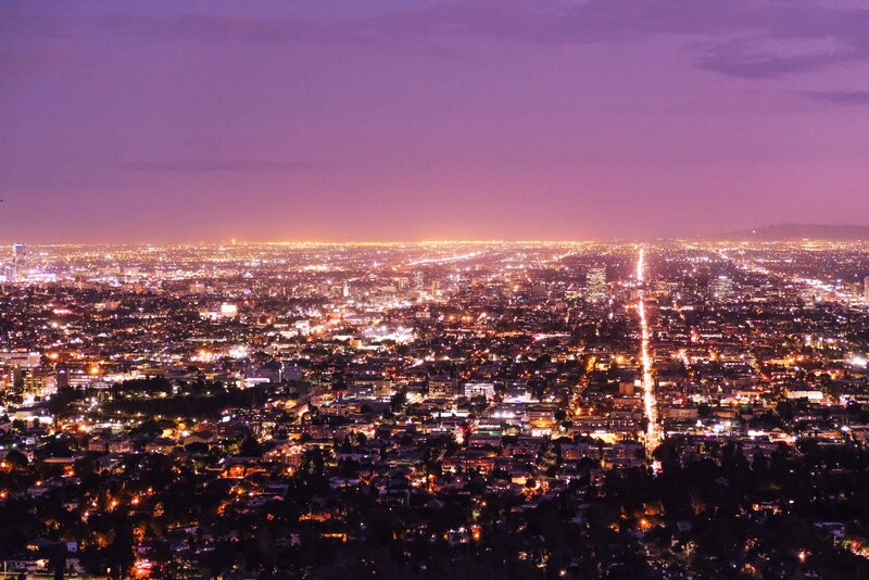 nighttime cityscape of los angeles