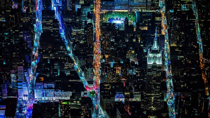 Nighttime Cityscape of Manhattan — Black