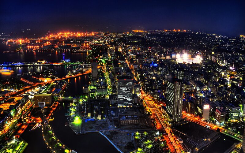 nighttime cityscape of osaka