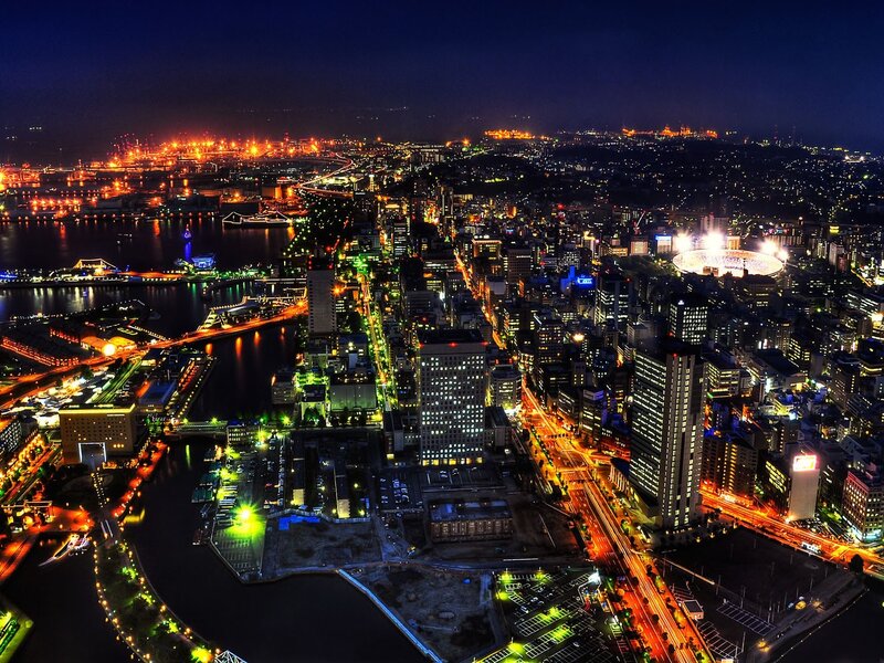 nighttime cityscape of osaka