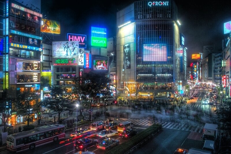 nighttime cityscape of osaka