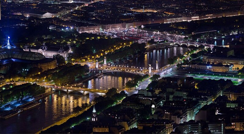 Nighttime Cityscape of Paris — Black