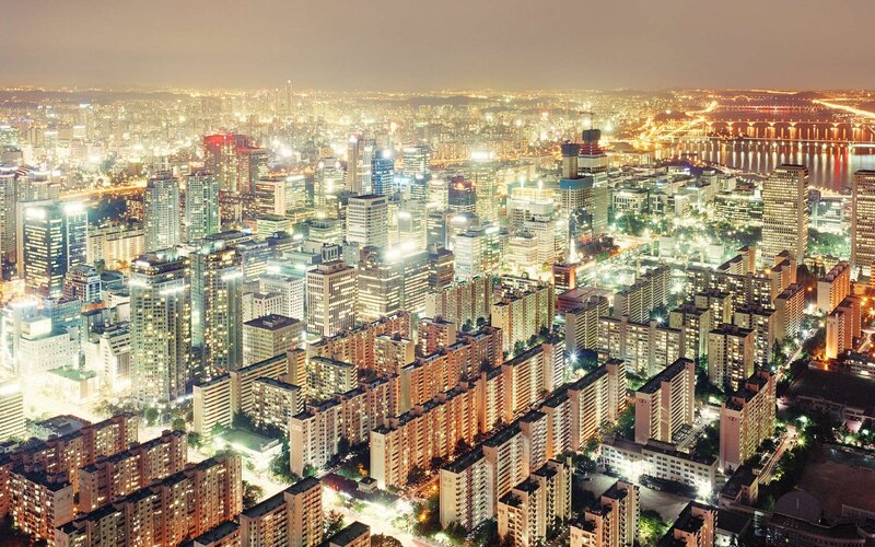 nighttime cityscape of seoul
