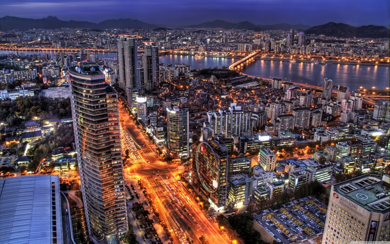 nighttime cityscape of seoul