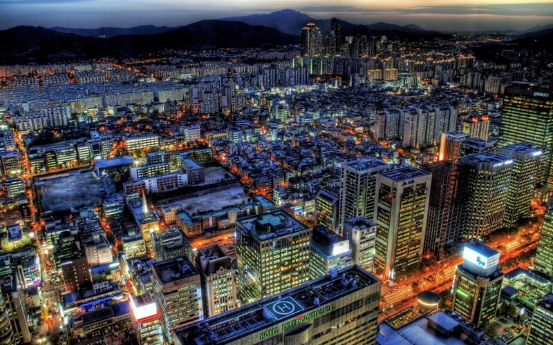 nighttime cityscape of seoul
