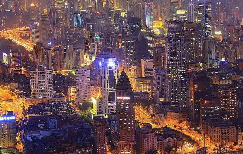nighttime cityscape of shanghai