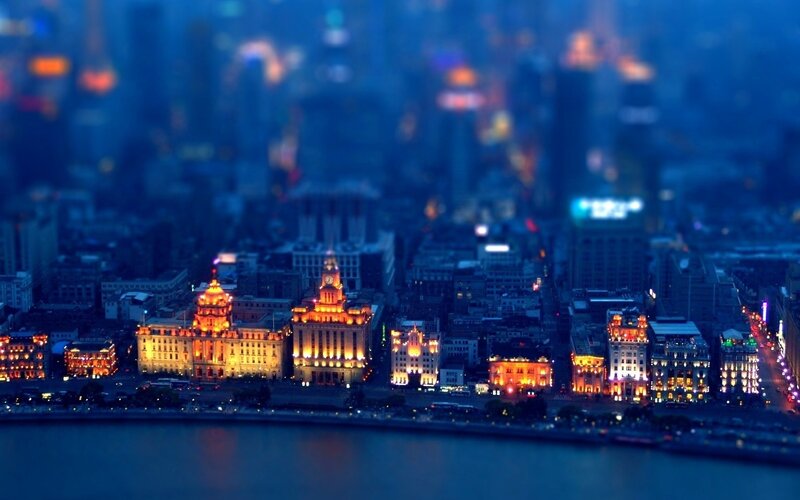 nighttime cityscape of shanghai