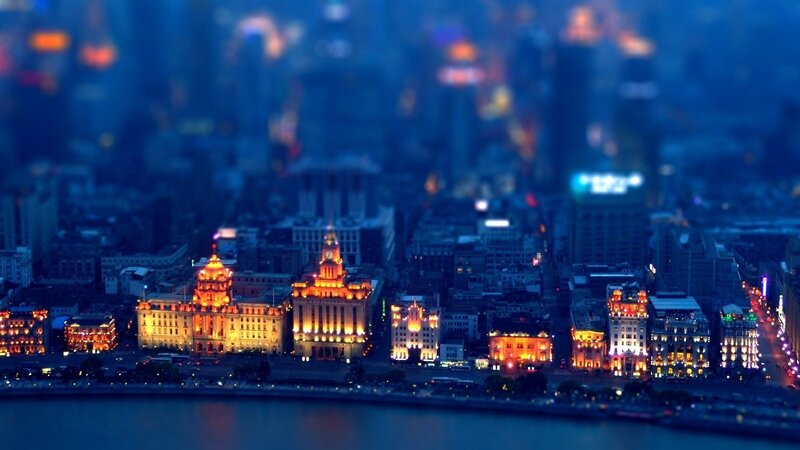 nighttime cityscape of shanghai