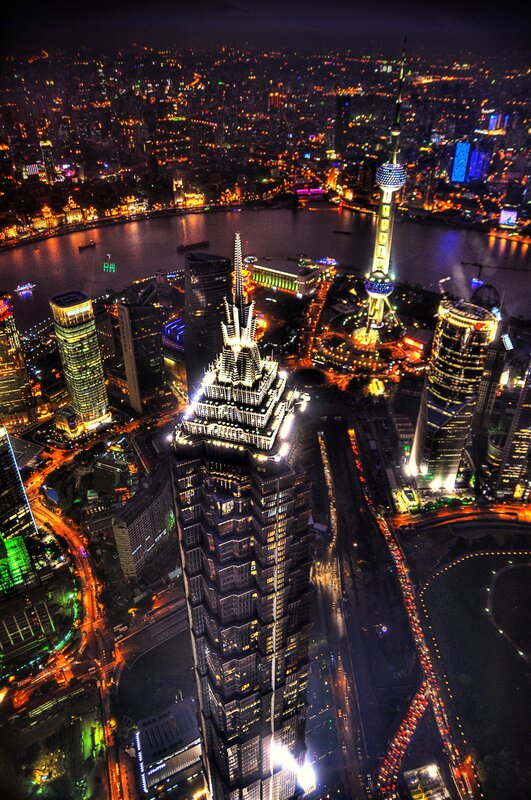 nighttime cityscape of shanghai
