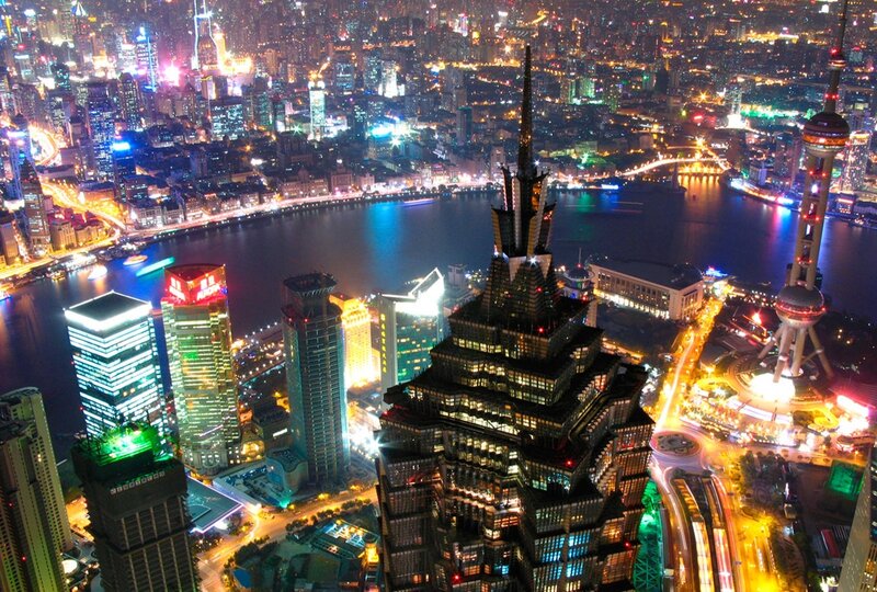 nighttime cityscape of shanghai